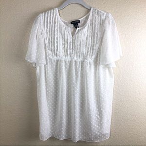 Lane Bryant Sheer White Peasant Blouse size 14/16